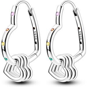 925 Sterling Silver Twisted Hoop Earrings With Cubic Zirconia Hypoallergenic